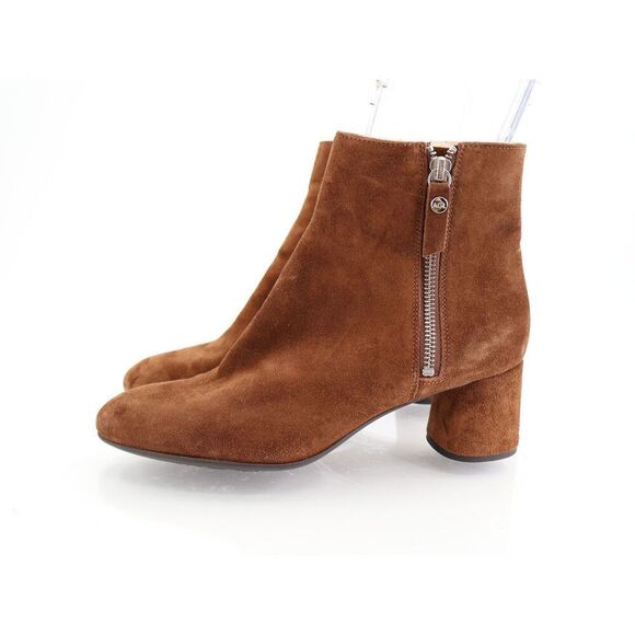 AGL Phillipa Booties Size 38 8 Brown Leather Suede Block Heel Zip Up Boots - Picture 4 of 14